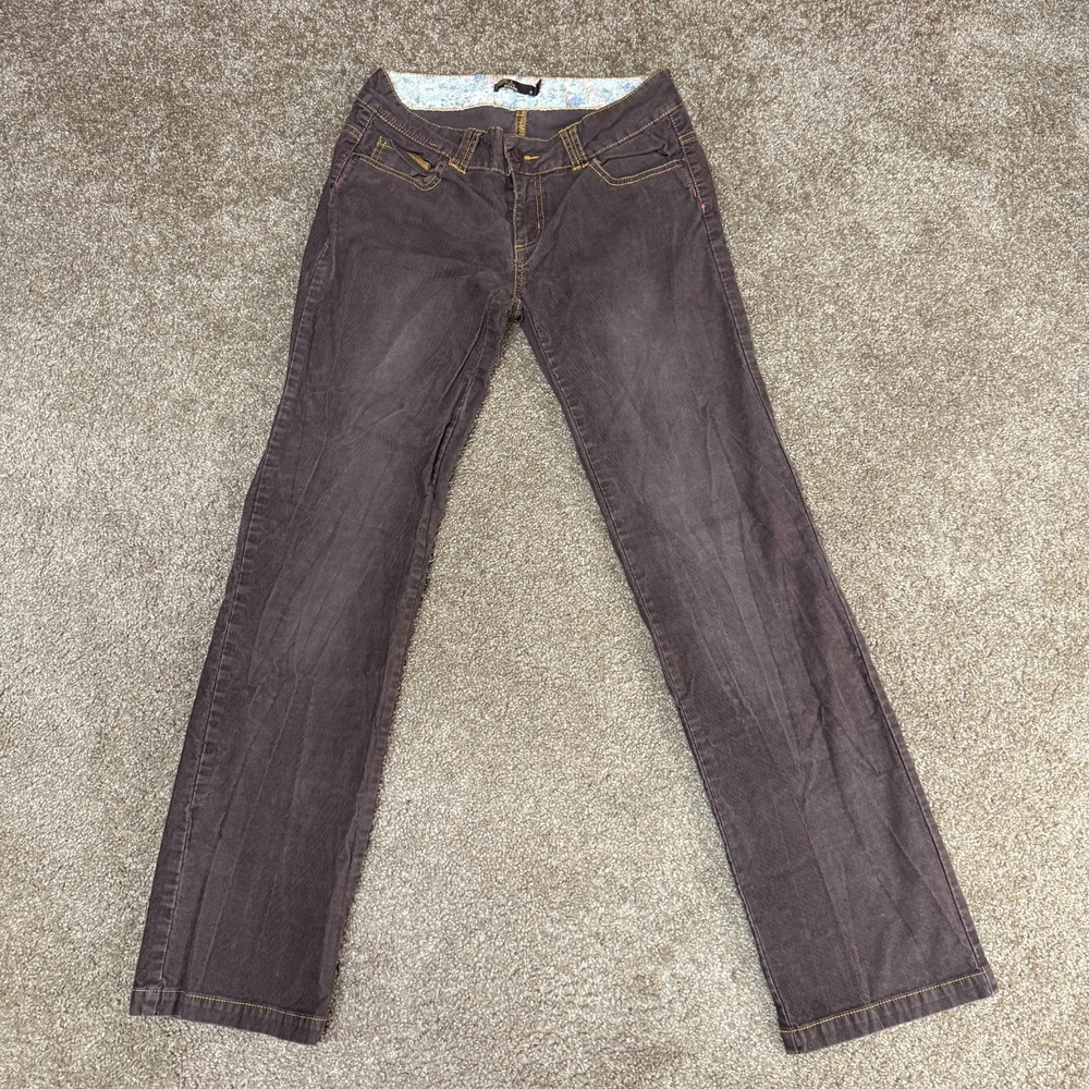 prAna Corduroy Pants Womens 8 Brown Logo Low Rise Straight Leg Preppy Streetwear